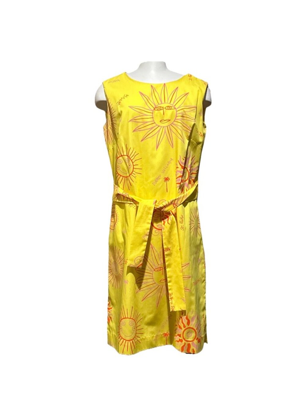 Vintage Tropical Sun Dress Large 14 Sheath Quirky Resort Cruise Resortwear 80s - Picture 1 of 16